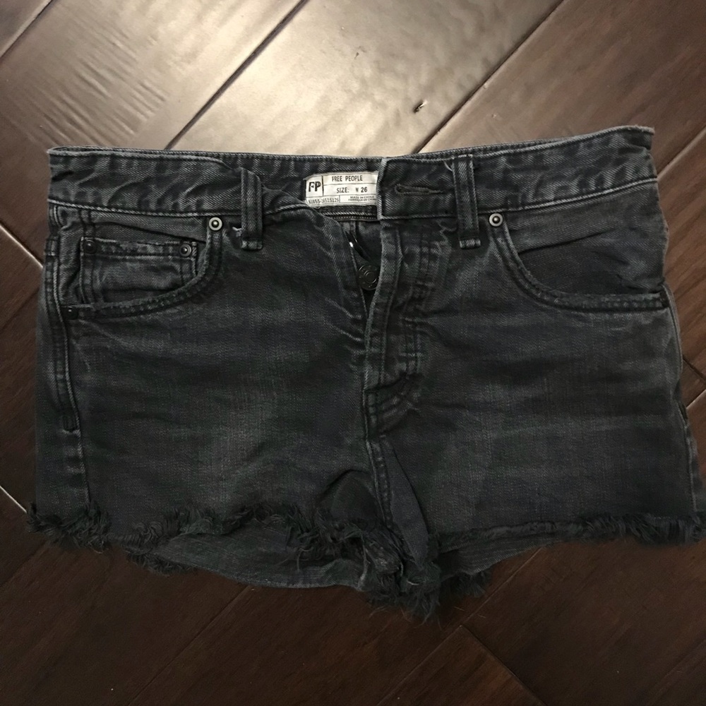 Free People Black Denim Shorts
